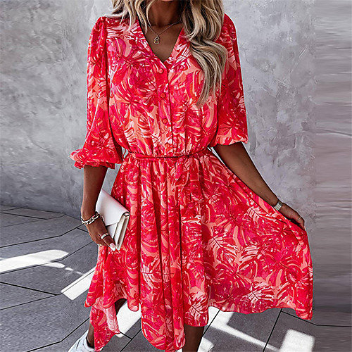 Women's A Line Dress Knee Length Dress Blue Blushing Pink Red Half Sleeve Floral Lace up Print Summer V Neck Casual 2021 S M L XL XXL 3XL
Women's A Line Dress Knee Length Dress Blue Blushing Pink Red Half Sleeve Floral Lace up Print Summer V Neck Casual 2021 S M L XL XXL 3XL
