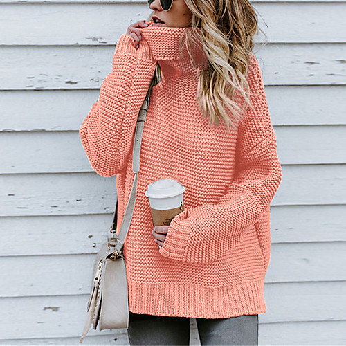 Women's Knitted Solid Color Pullover Long Sleeve Sweater Cardigans Turtleneck Fall Winter Yellow Blushing Pink Khaki
Women's Knitted Solid Color Pullover Long Sleeve Sweater Cardigans Turtleneck Fall Winter Yellow Blushing Pink Khaki