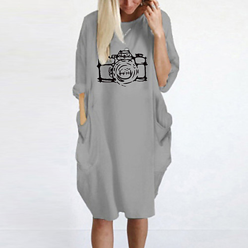 Women's T Shirt Dress Tee Dress Knee Length Dress Blue Yellow Fuchsia Gray Green White Black Long Sleeve Print Spring Summer Round Neck Casual Oversized 2021 S M L XL XXL 3XL 4XL 5XL
Women's T Shirt Dress Tee Dress Knee Length Dress Blue Yellow Fuchsia Gray Green White Black Long Sleeve Print Spring Summer Round Neck Casual Oversized 2021 S M L XL XXL 3XL 4XL 5XL