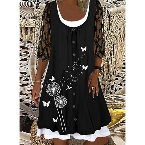 Women's A Line Dress Knee Length Dress Black Half Sleeve Butterfly Hollow Out Spring Summer Casual 2021 S M L XL
Women's A Line Dress Knee Length Dress Black Half Sleeve Butterfly Hollow Out Spring Summer Casual 2021 S M L XL
