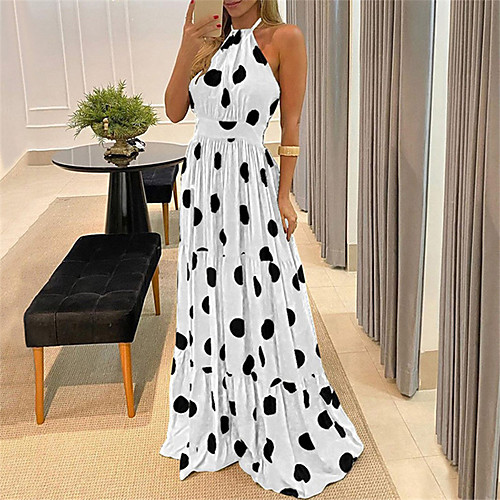 Women's A Line Dress Maxi long Dress Yellow Green White Black Sleeveless Polka Dot Print Summer Halter Neck Casual 2021 S M L XL XXL 3XL / Cotton
Women's A Line Dress Maxi long Dress Yellow Green White Black Sleeveless Polka Dot Print Summer Halter Neck Casual 2021 S M L XL XXL 3XL / Cotton