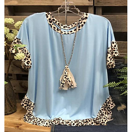 Women's Plus Size Tops T shirt Color Block Leopard Short Sleeve Round Neck Fall Summer Light Blue Leopard Tie-dye blue Big Size L XL XXL XXXL / Cotton / Cotton
Women's Plus Size Tops T shirt Color Block Leopard Short Sleeve Round Neck Fall Summer Light Blue Leopard Tie-dye blue Big Size L XL XXL XXXL / Cotton / Cotton