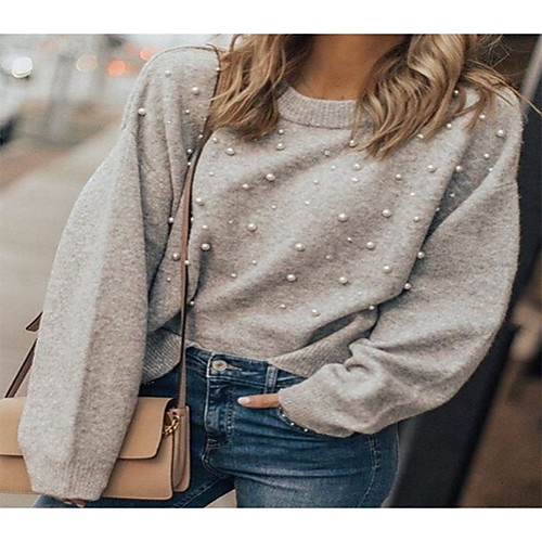 Women's Casual Solid Color Sweater Long Sleeve Sweater Cardigans Round Neck Gray
Women's Casual Solid Color Sweater Long Sleeve Sweater Cardigans Round Neck Gray