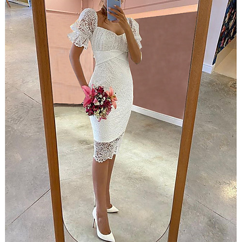 Women's Bodycon Knee Length Dress White Short Sleeve Classic Spring Summer Party Lace 2021 S M L XL
Women's Bodycon Knee Length Dress White Short Sleeve Classic Spring Summer Party Lace 2021 S M L XL