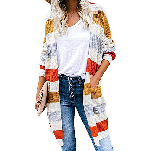 Women's Stylish Striped Cardigan Sweater Long Sleeve Sweater Cardigans V Neck Fall Winter Blue Yellow Red
Women's Stylish Striped Cardigan Sweater Long Sleeve Sweater Cardigans V Neck Fall Winter Blue Yellow Red