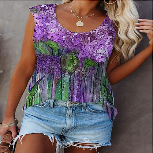 Women's Floral Theme 3D Printed Tank Top Vest Floral 3D Print Round Neck Basic Streetwear Tops Purple
Women's Floral Theme 3D Printed Tank Top Vest Floral 3D Print Round Neck Basic Streetwear Tops Purple