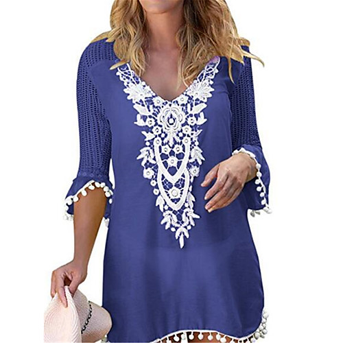 Women's A Line Dress Short Mini Dress Blue White Black 3/4 Length Sleeve Solid Color Patchwork Print Fall Summer V Neck Casual Sexy Holiday 2021 S M L XL XXL
Women's A Line Dress Short Mini Dress Blue White Black 3/4 Length Sleeve Solid Color Patchwork Print Fall Summer V Neck Casual Sexy Holiday 2021 S M L XL XXL