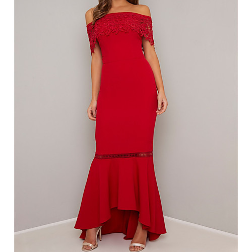 Women's Trumpet / Mermaid Dress Maxi long Dress Red Short Sleeve Solid Color Hollow Out Ruffle Lace Spring Summer Off Shoulder Elegant Party 2021 S M L XL
Women's Trumpet / Mermaid Dress Maxi long Dress Red Short Sleeve Solid Color Hollow Out Ruffle Lace Spring Summer Off Shoulder Elegant Party 2021 S M L XL