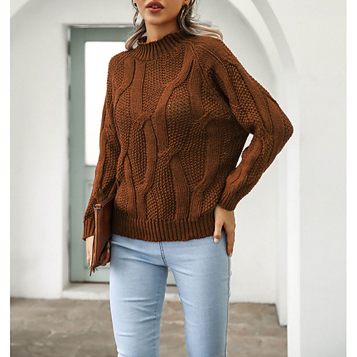 Women's Casual Modern Style Solid Color Pullover Sweater Long Sleeve Sweater Cardigans High Neck Fall Winter caramel colour Black Red
Women's Casual Modern Style Solid Color Pullover Sweater Long Sleeve Sweater Cardigans High Neck Fall Winter caramel colour Black Red