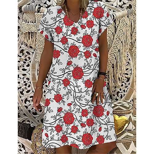 Women's T Shirt Dress Tee Dress Knee Length Dress Red Short Sleeve Floral Print Print Summer V Neck Casual Holiday 2021 S M L XL XXL 3XL
Women's T Shirt Dress Tee Dress Knee Length Dress Red Short Sleeve Floral Print Print Summer V Neck Casual Holiday 2021 S M L XL XXL 3XL