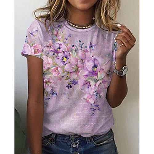 Women's Abstract Painting T shirt Floral Graphic Print Round Neck Basic Tops Blushing Pink
Women's Abstract Painting T shirt Floral Graphic Print Round Neck Basic Tops Blushing Pink