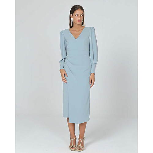 Sheath / Column Mother of the Bride Dress Elegant V Neck Tea Length Stretch Fabric Long Sleeve with Ruching 2021
Sheath / Column Mother of the Bride Dress Elegant V Neck Tea Length Stretch Fabric Long Sleeve with Ruching 2021