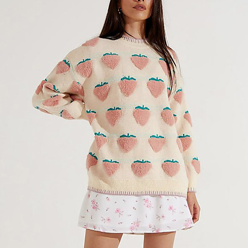 Women's Stylish Embroidery Fruit Pullover Sweater Long Sleeve Sweater Cardigans Crew Neck Fall Spring Blushing Pink Red
Women's Stylish Embroidery Fruit Pullover Sweater Long Sleeve Sweater Cardigans Crew Neck Fall Spring Blushing Pink Red