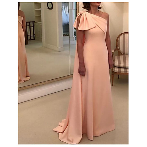 Sheath / Column Minimalist Elegant Engagement Formal Evening Dress One Shoulder Sleeveless Sweep / Brush Train Spandex with Bow(s) 2021
Sheath / Column Minimalist Elegant Engagement Formal Evening Dress One Shoulder Sleeveless Sweep / Brush Train Spandex with Bow(s) 2021