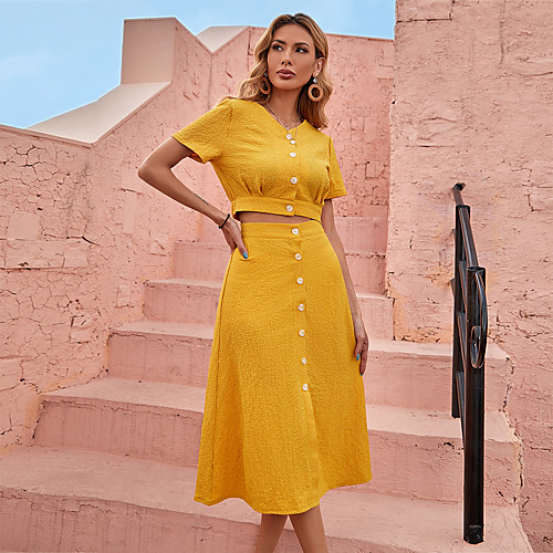 Women's Streetwear Solid Color Vacation Two Piece Set Blouse Tracksuit Skirt Bell Sleeve Tops
Women's Streetwear Solid Color Vacation Two Piece Set Blouse Tracksuit Skirt Bell Sleeve Tops