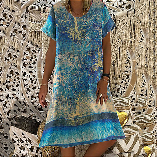 Women's Shift Dress Knee Length Dress Blue Red Short Sleeve Print Print Summer Round Neck Casual 2021 L XL XXL 3XL 4XL
Women's Shift Dress Knee Length Dress Blue Red Short Sleeve Print Print Summer Round Neck Casual 2021 L XL XXL 3XL 4XL