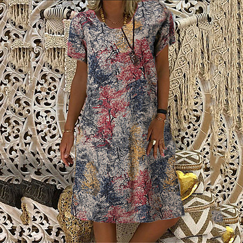 Women's Shift Dress Knee Length Dress Blue Red Short Sleeve Floral Abstract Print Fall Summer Round Neck Ethnic Vintage Holiday Retro L XL XXL 3XL 4XL
Women's Shift Dress Knee Length Dress Blue Red Short Sleeve Floral Abstract Print Fall Summer Round Neck Ethnic Vintage Holiday Retro L XL XXL 3XL 4XL