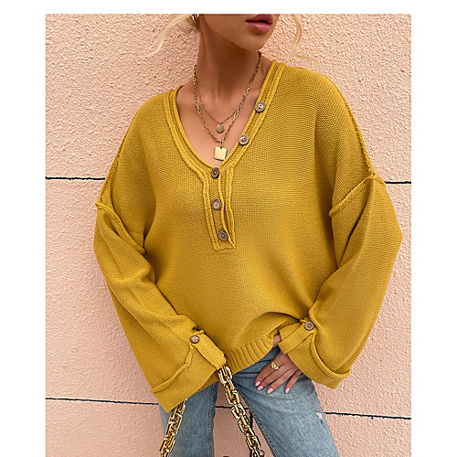 Women's Basic Casual Patchwork Button Solid Color Pullover Sweater Long Sleeve Sweater Cardigans Y Neck Fall Winter Blue Yellow Apricot
Women's Basic Casual Patchwork Button Solid Color Pullover Sweater Long Sleeve Sweater Cardigans Y Neck Fall Winter Blue Yellow Apricot