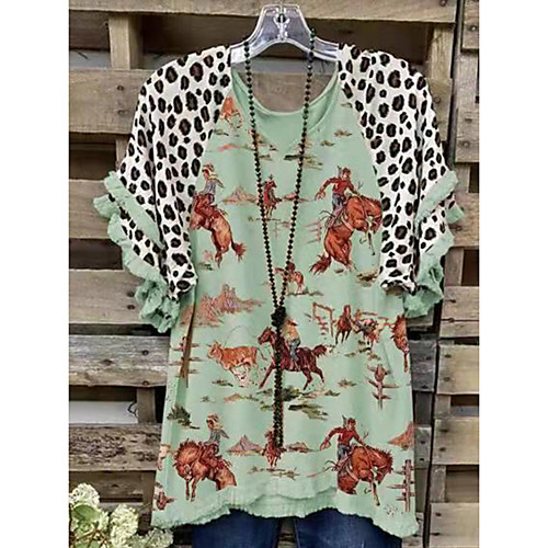 Women's Plus Size Tops T shirt Print Leopard Print Short Sleeve Round Neck Creamy-white Dark Gray Light Green Big Size L XL XXL XXXL 4XL
Women's Plus Size Tops T shirt Print Leopard Print Short Sleeve Round Neck Creamy-white Dark Gray Light Green Big Size L XL XXL XXXL 4XL