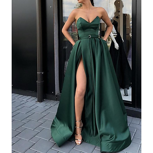 A-Line Minimalist Sexy Party Wear Prom Dress Strapless Sleeveless Floor Length Satin with Pleats Split 2021
A-Line Minimalist Sexy Party Wear Prom Dress Strapless Sleeveless Floor Length Satin with Pleats Split 2021
