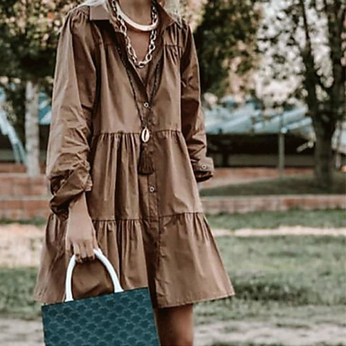 Women's Shirt Dress Short Mini Dress Black Brown Long Sleeve Solid Color Button Fall Shirt Collar Casual 2021 S M L XL XXL 3XL
Women's Shirt Dress Short Mini Dress Black Brown Long Sleeve Solid Color Button Fall Shirt Collar Casual 2021 S M L XL XXL 3XL