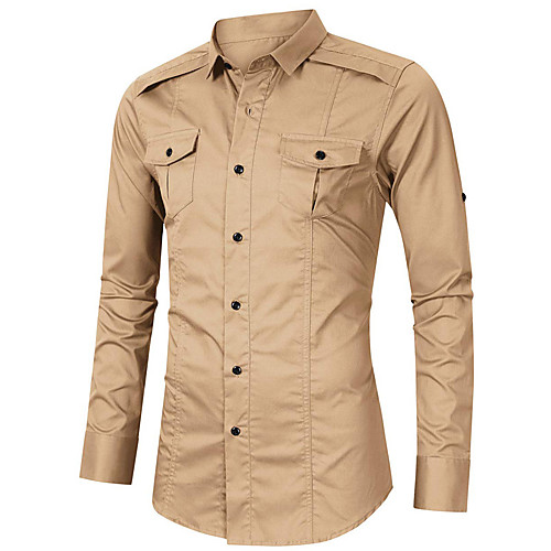 Men's Shirt Solid Color Button-Down Long Sleeve Street Tops Cotton Casual Comfortable Military Style Army Green Gray Khaki
Men's Shirt Solid Color Button-Down Long Sleeve Street Tops Cotton Casual Comfortable Military Style Army Green Gray Khaki