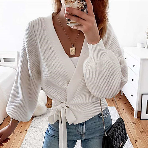 Women's Stylish Knitted Solid Color Sweater Cotton Long Sleeve Sweater Cardigans V Neck Fall Winter Purple Gray White
Women's Stylish Knitted Solid Color Sweater Cotton Long Sleeve Sweater Cardigans V Neck Fall Winter Purple Gray White