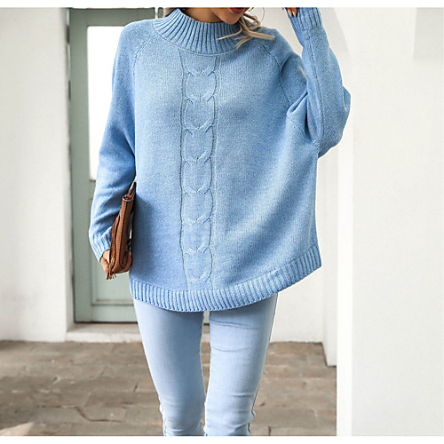 Women's Casual Modern Style Solid Color Pullover Sweater Long Sleeve Sweater Cardigans High Neck Fall Winter Blue Blushing Pink Gray
Women's Casual Modern Style Solid Color Pullover Sweater Long Sleeve Sweater Cardigans High Neck Fall Winter Blue Blushing Pink Gray