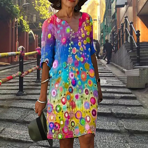 Women's A Line Dress Knee Length Dress Green Dusty Blue Rainbow Half Sleeve Print Abstract Patchwork Print Fall Winter V Neck Elegant Casual Vintage Christmas 2021 M L XL XXL 3XL
Women's A Line Dress Knee Length Dress Green Dusty Blue Rainbow Half Sleeve Print Abstract Patchwork Print Fall Winter V Neck Elegant Casual Vintage Christmas 2021 M L XL XXL 3XL