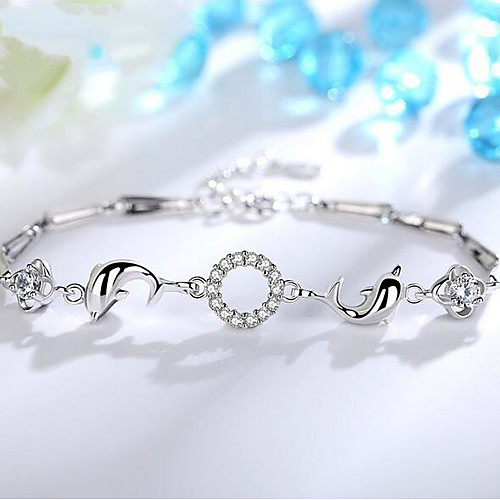 Women's Tennis Bracelet Bracelet 3D Dolphin Fashion Copper Bracelet Jewelry Silver For Christmas Party Evening Gift Date Birthday / Silver Plated
Women's Tennis Bracelet Bracelet 3D Dolphin Fashion Copper Bracelet Jewelry Silver For Christmas Party Evening Gift Date Birthday / Silver Plated