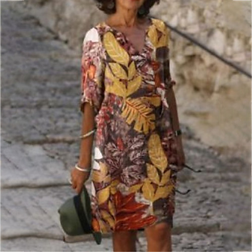 Women's A Line Dress Knee Length Dress Blue Purple Yellow Green 3/4 Length Sleeve Floral Print Summer V Neck Casual 2021 S M L XL XXL 3XL 4XL 5XL
Women's A Line Dress Knee Length Dress Blue Purple Yellow Green 3/4 Length Sleeve Floral Print Summer V Neck Casual 2021 S M L XL XXL 3XL 4XL 5XL