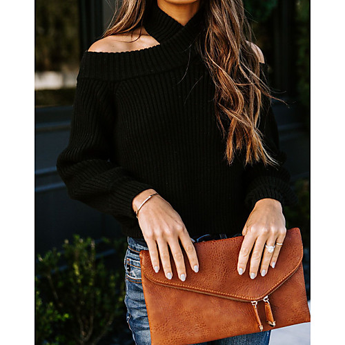 Women's Solid Color Pullover Sweater Long Sleeve Sweater Cardigans Halter Neck khaki Black Apricot
Women's Solid Color Pullover Sweater Long Sleeve Sweater Cardigans Halter Neck khaki Black Apricot