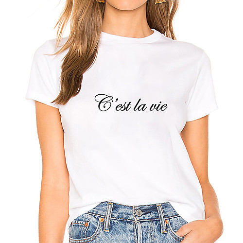 Women's Painting T shirt C'est La Vie Round Neck Basic Tops Cotton White Black
Women's Painting T shirt C'est La Vie Round Neck Basic Tops Cotton White Black