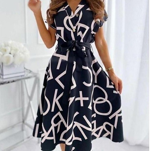 Women's A Line Dress Knee Length Dress Blushing Pink Black Short Sleeve Print Summer Casual 2021 S M L XL 2XL
Women's A Line Dress Knee Length Dress Blushing Pink Black Short Sleeve Print Summer Casual 2021 S M L XL 2XL