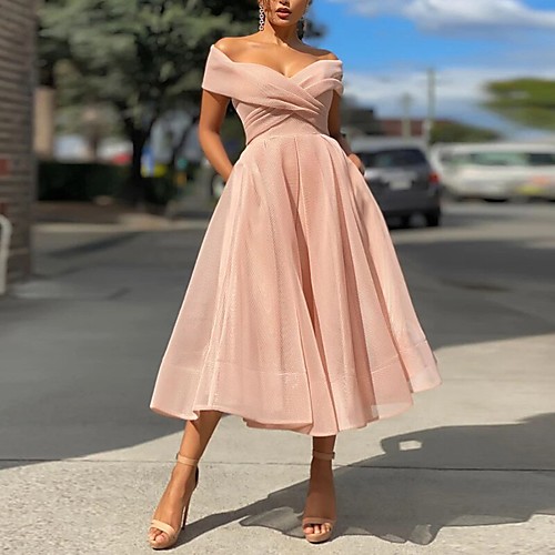 A-Line Empire Minimalist Party Wear Prom Dress Off Shoulder Sleeveless Tea Length Tulle with Pleats 2021
A-Line Empire Minimalist Party Wear Prom Dress Off Shoulder Sleeveless Tea Length Tulle with Pleats 2021