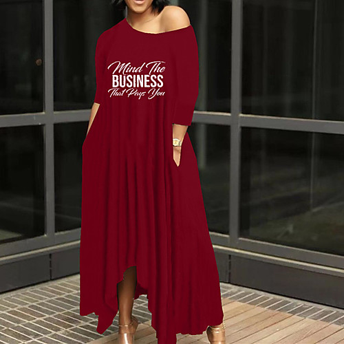 Women's T Shirt Dress Tee Dress Maxi long Dress Red Wine White Black 3/4 Length Sleeve Text Print Spring Summer Wide collar Casual 2021 S M L XL XXL
Women's T Shirt Dress Tee Dress Maxi long Dress Red Wine White Black 3/4 Length Sleeve Text Print Spring Summer Wide collar Casual 2021 S M L XL XXL