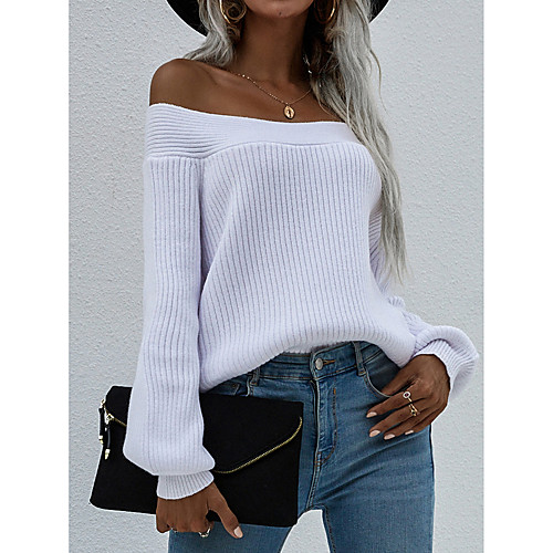 Women's Casual Solid Color Pullover Sweater Long Sleeve Sweater Cardigans Off Shoulder Spring Summer claret Blue Grey
Women's Casual Solid Color Pullover Sweater Long Sleeve Sweater Cardigans Off Shoulder Spring Summer claret Blue Grey