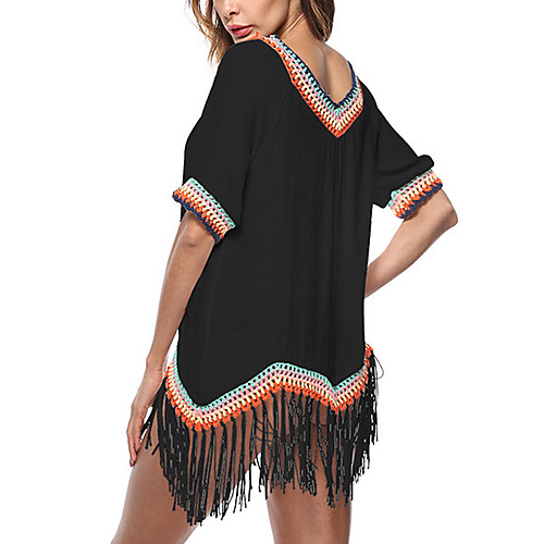 Women's Cover Up Swimsuit Tassel Fringe Color Block Black Swimwear Bathing Suits Fashion
Women's Cover Up Swimsuit Tassel Fringe Color Block Black Swimwear Bathing Suits Fashion