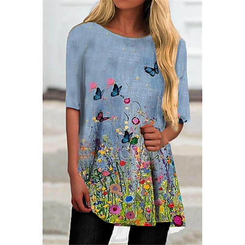 Women's T Shirt Dress Tee Dress Short Mini Dress Blue Half Sleeve Floral Butterfly Print Fall Summer Round Neck Casual Holiday 2021 S M L XL XXL 3XL
Women's T Shirt Dress Tee Dress Short Mini Dress Blue Half Sleeve Floral Butterfly Print Fall Summer Round Neck Casual Holiday 2021 S M L XL XXL 3XL