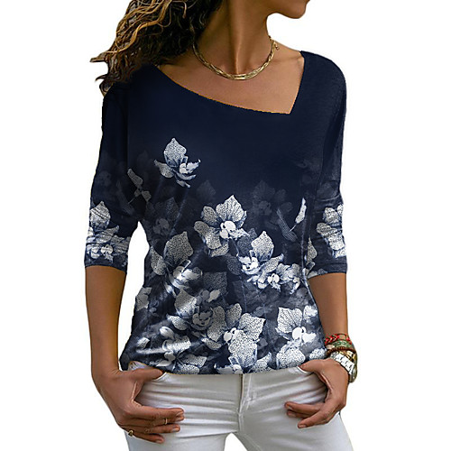 Women's Floral Theme Painting T shirt Floral Graphic Long Sleeve Print V Neck Basic Tops Navy Blue
Women's Floral Theme Painting T shirt Floral Graphic Long Sleeve Print V Neck Basic Tops Navy Blue