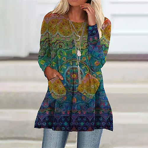 Women's Shift Dress Short Mini Dress Green Long Sleeve Print Color Gradient Pocket Print Fall Round Neck Casual 2021 S M L XL XXL 3XL
Women's Shift Dress Short Mini Dress Green Long Sleeve Print Color Gradient Pocket Print Fall Round Neck Casual 2021 S M L XL XXL 3XL