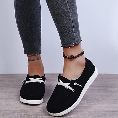 Women's Loafers & Slip-Ons Flat Heel Round Toe Daily Canvas Lace-up Solid Colored Light Red Black
Women's Loafers & Slip-Ons Flat Heel Round Toe Daily Canvas Lace-up Solid Colored Light Red Black