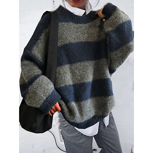 Women's Stripes Pullover Cotton Long Sleeve Sweater Cardigans Round Neck Blue gray stripes Red and gray stripes
Women's Stripes Pullover Cotton Long Sleeve Sweater Cardigans Round Neck Blue gray stripes Red and gray stripes