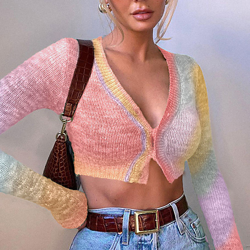 Women's Stylish Button Abstract Cardigan Sweater Cropped Sweater Cotton Long Sleeve Sweater Cardigans V Neck Fall Winter Blushing Pink Green
Women's Stylish Button Abstract Cardigan Sweater Cropped Sweater Cotton Long Sleeve Sweater Cardigans V Neck Fall Winter Blushing Pink Green