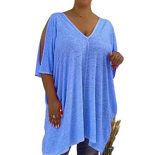 Women's Plus Size Tops Blouse Shirt Solid Color Cut Out Half Sleeve V Neck Basic Fall Summer Blue Purple Rose Red Big Size XL XXL XXXL 4XL 5XL
Women's Plus Size Tops Blouse Shirt Solid Color Cut Out Half Sleeve V Neck Basic Fall Summer Blue Purple Rose Red Big Size XL XXL XXXL 4XL 5XL
