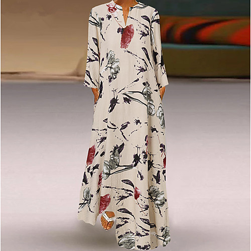 Women's Shift Dress Maxi long Dress Light Green Beige Long Sleeve Floral Print Fall Summer V Neck Casual 2021 S M L XL XXL 3XL 4XL / Cotton
Women's Shift Dress Maxi long Dress Light Green Beige Long Sleeve Floral Print Fall Summer V Neck Casual 2021 S M L XL XXL 3XL 4XL / Cotton