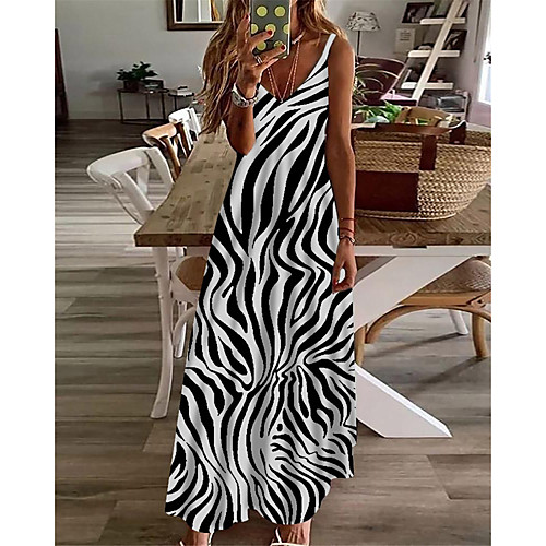 Women's A Line Dress Maxi long Dress Black Sleeveless Striped Print Print Spring Summer V Neck Casual Holiday 2021 S M L XL XXL 3XL
Women's A Line Dress Maxi long Dress Black Sleeveless Striped Print Print Spring Summer V Neck Casual Holiday 2021 S M L XL XXL 3XL