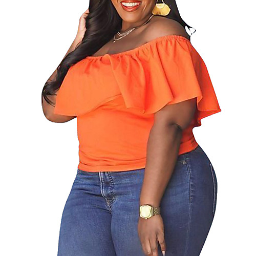 Women's Plus Size Tops T shirt Plain Ruffle Short Sleeve Off Shoulder Streetwear Summer Orange Big Size XL XXL 3XL 4XL 5XL
Women's Plus Size Tops T shirt Plain Ruffle Short Sleeve Off Shoulder Streetwear Summer Orange Big Size XL XXL 3XL 4XL 5XL