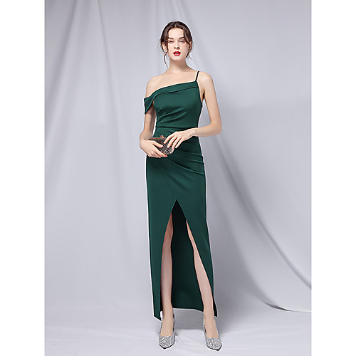 Sheath / Column Empire Sexy Wedding Guest Formal Evening Dress Off Shoulder Short Sleeve Ankle Length Stretch Satin with Split 2021
Sheath / Column Empire Sexy Wedding Guest Formal Evening Dress Off Shoulder Short Sleeve Ankle Length Stretch Satin with Split 2021