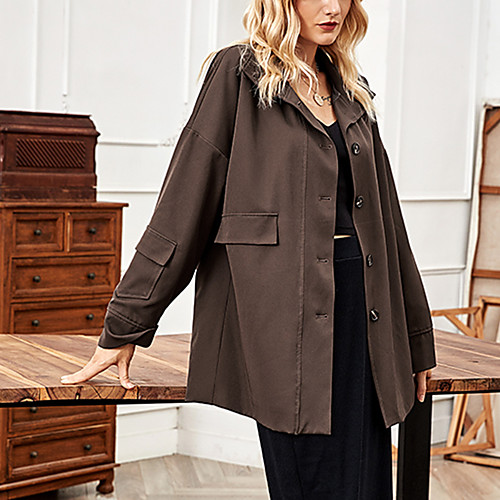 Women's Trench Coat Daily Fall Long Coat Shirt Collar Loose Basic Jacket Long Sleeve Solid Colored Brown
Women's Trench Coat Daily Fall Long Coat Shirt Collar Loose Basic Jacket Long Sleeve Solid Colored Brown